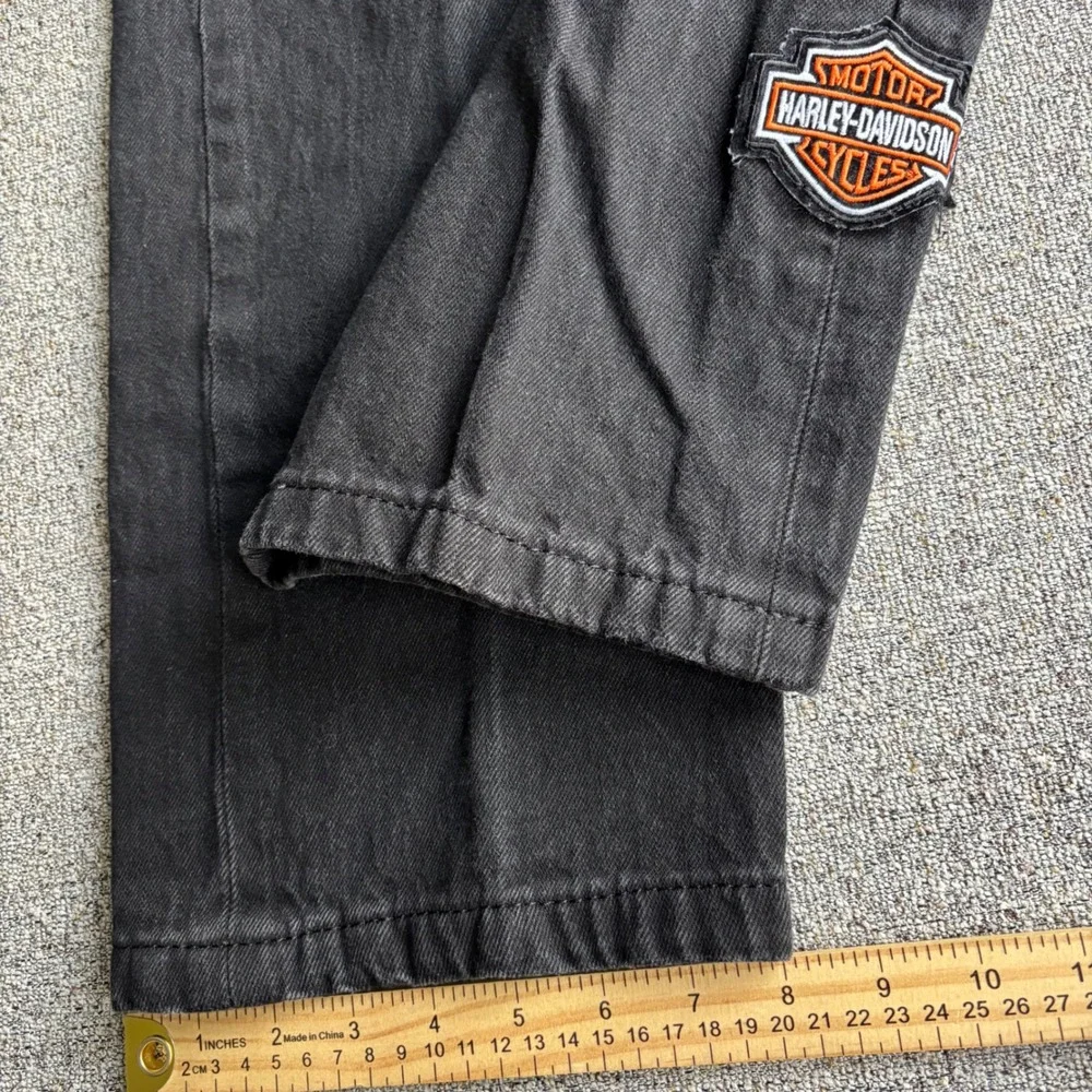 Levi's 501 Jeans Mens 34x27 Original Fit Black Harley-Davidson Patch Button Fly